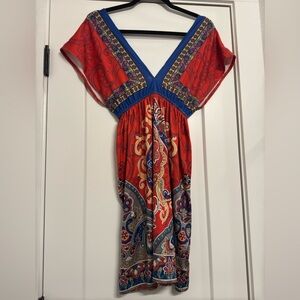 Colorful Bohemian V-Neck Dress